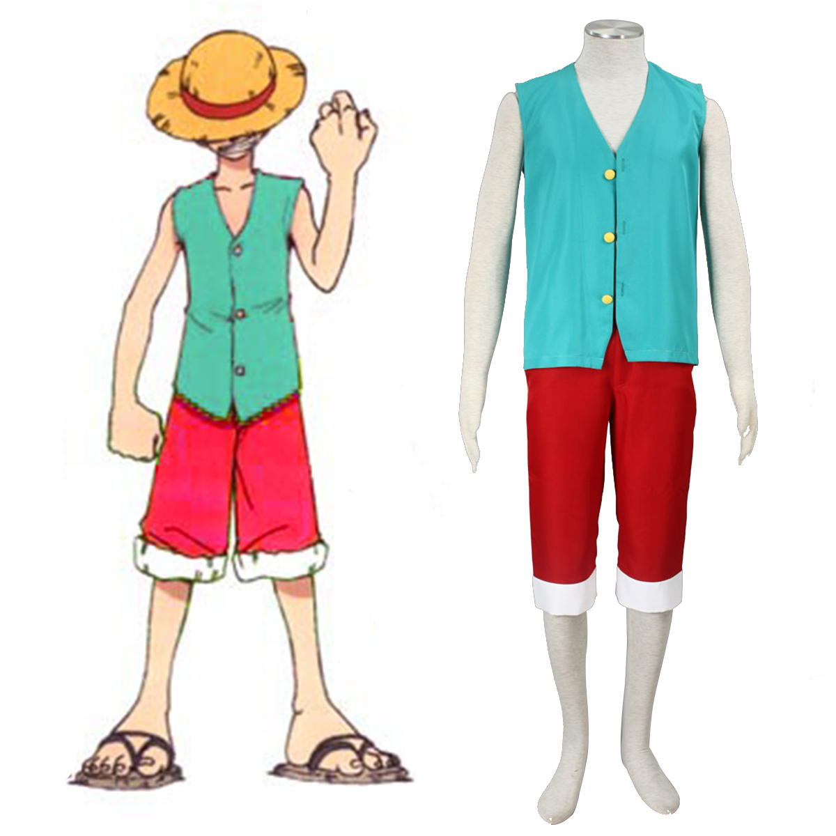 One Piece Monkey D. Luffy 3 Green Cosplay Costumes Canada