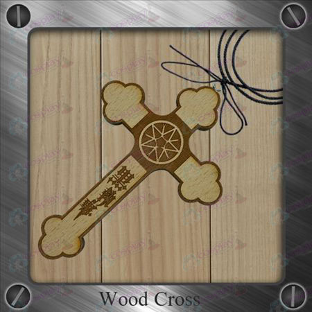 Black Butler Accessories-deed flag wooden cross necklace