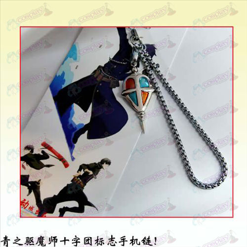 Blue Exorcist Accessories Cross Mission logo phone chain