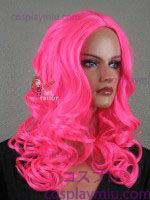 20" Hot Pink Curly Midpart Cosplay Wig