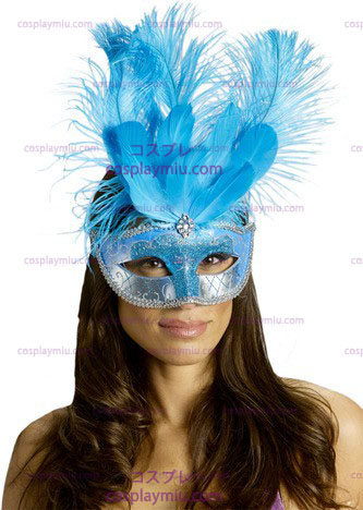 Carnival Mask Feather Turquois