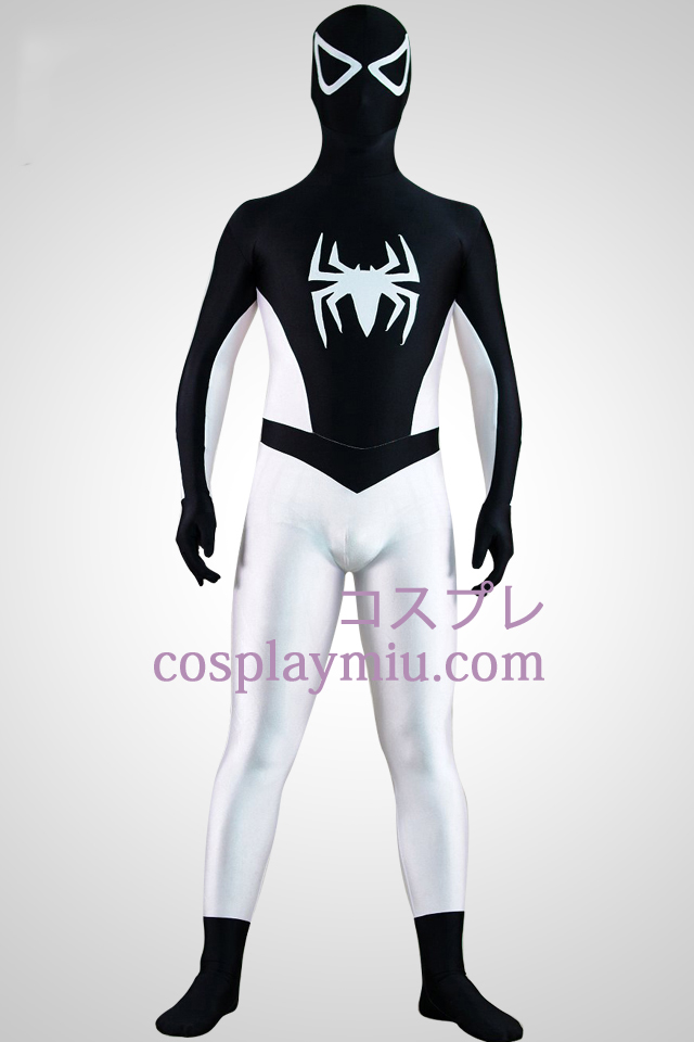 Half White Half Black Spiderman Superhero Zentai Suit
