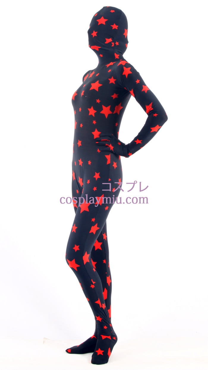 Black Star Pattern Lycra Zentai Suit